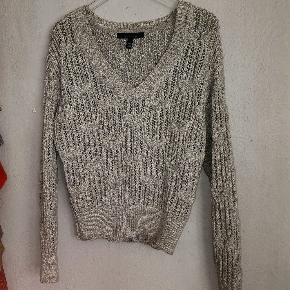 White House Black Market Long-Sleeve Stitchy Marl Pullover - Picture 3 of 6